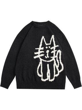 Cute Oversized Pullover Sweater | Printed Fall Winter Couple Top | Cozy Fashion